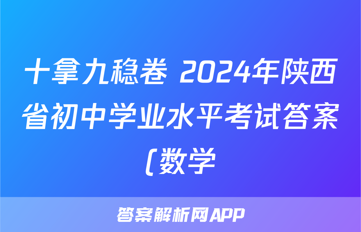 十拿九稳卷 2024年陕西省初中学业水平考试答案(数学)
